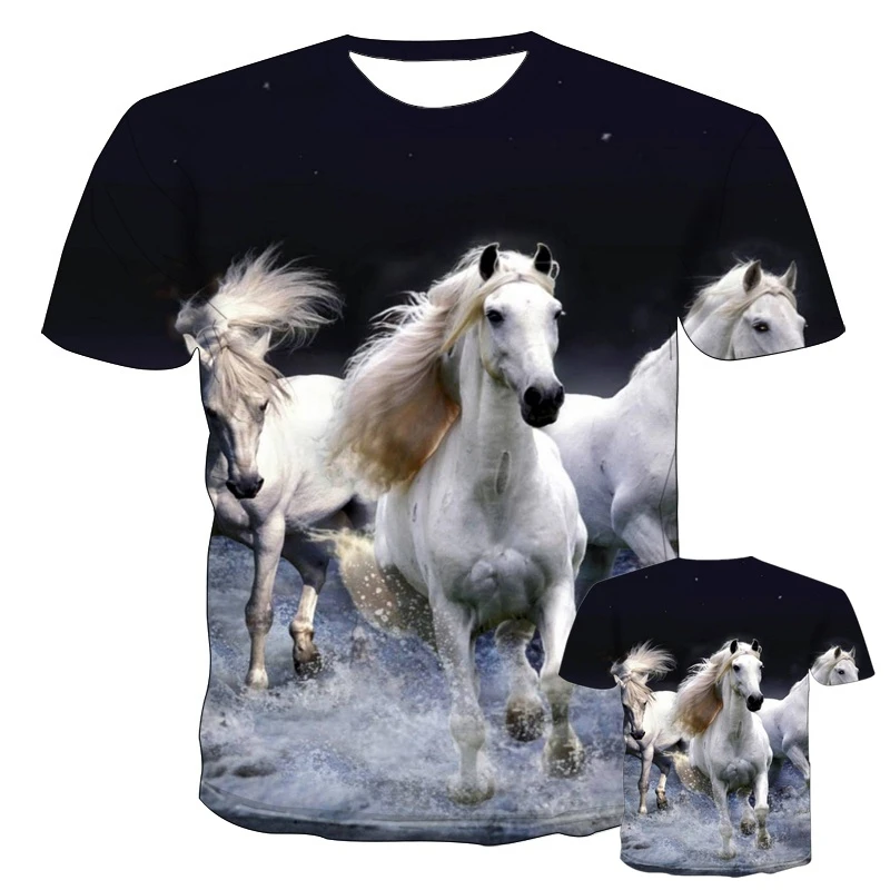 3D Printing Clothing T-Shirt Men and Women Fashion Casual Animal Horse Short Sleeve Tees Tops Streetwear Women T Shirt Clothing