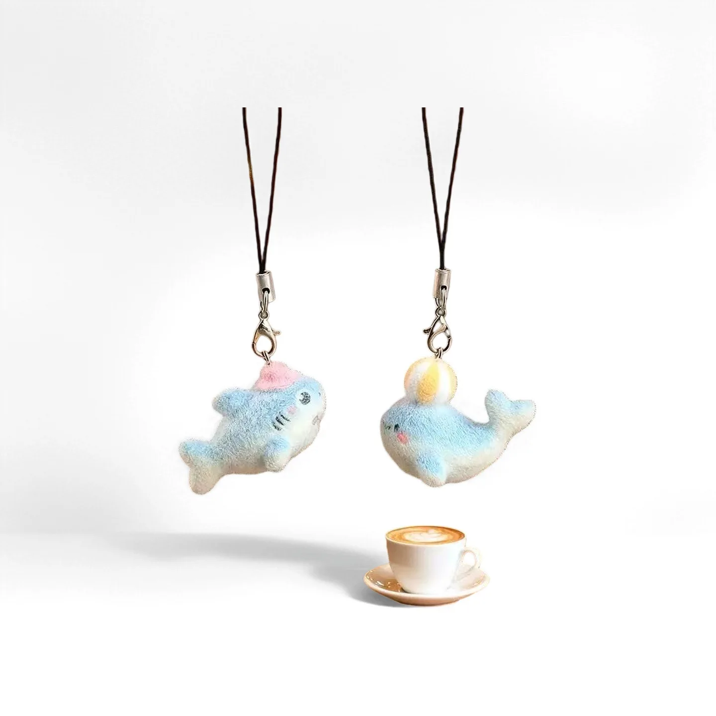 INS Cute Ocean Sea Animal Plush Keychain Mini Shark Whale Stuffed Doll Pendant Bag Charm Key Ring Gift for Women Girls Jewerly
