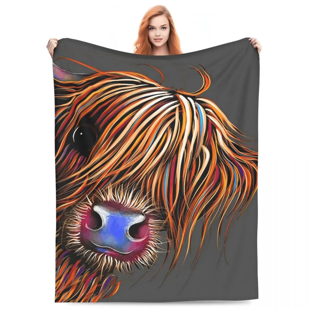 

Highland Cow Print Blankets Fleece Sofa Throw Blanket Super Soft Throw Blankets for Home Bedroom Office Throws Bedspread Quilt