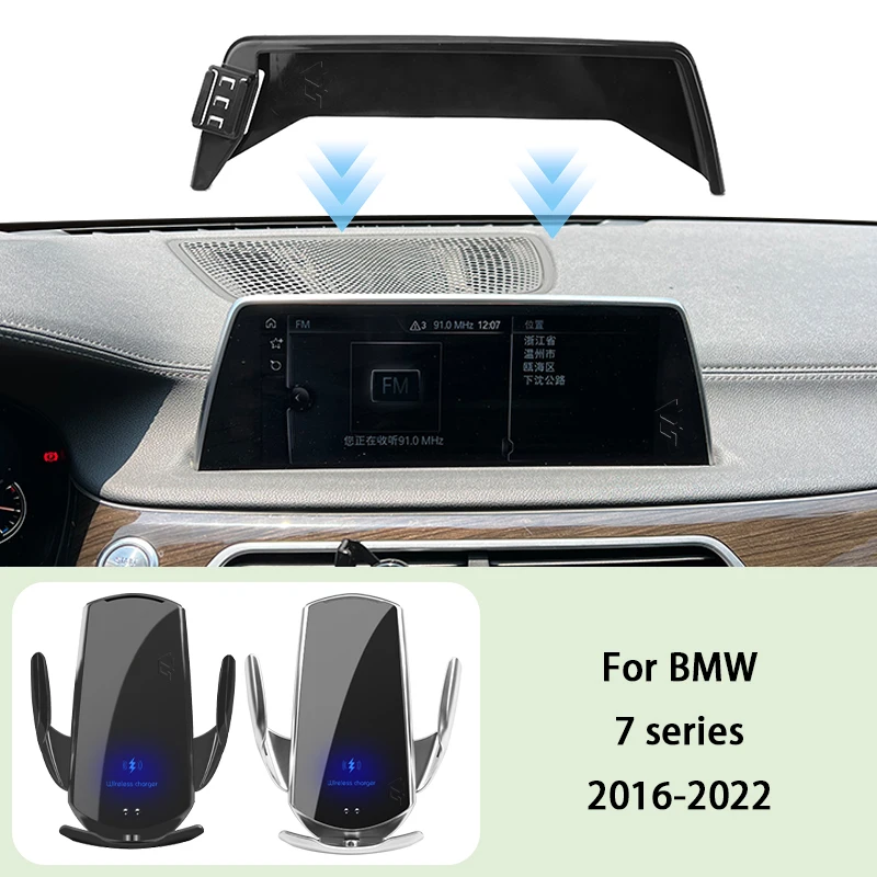 

Car Phone Holder Screen Panel Fixed Base For BMW 7 series 2016-2022 G21 G70 15W Car Mobile Phone Wireless Charging Mount