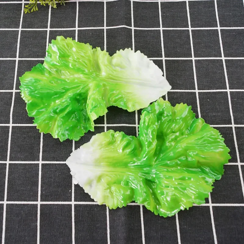 2 قطعة محاكاة الأخضر الخس يترك المواد البلاستيكية وهمية الخضار نموذج الاطفال التظاهر اللعب المطبخ اللعب الأطعمة الاصطناعية