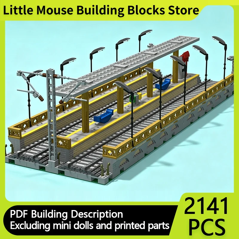 City Street View Model MOC Building Bricks Railway Train Platform Modular Technology Gifts Holiday Assemble Children Toys Suit