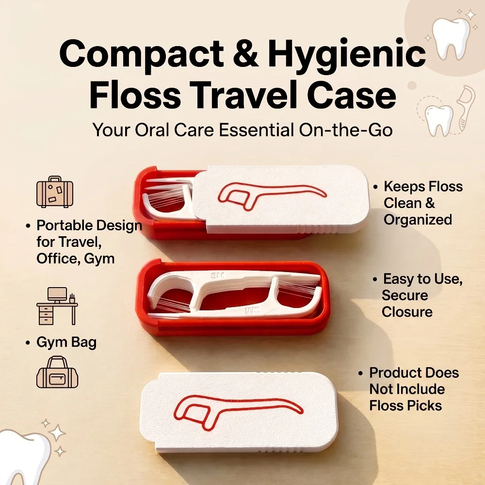 1PC Portable Reusable Dental Floss Picks Storage Box for Travel Work Daily Oral Care - Disposable Floss Picks Not Included
