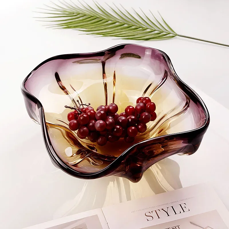 Luxury Glazed Ceramic Fruit Plate Creative Artistic Snack Bowl for Living Room Decor Modern Dried Fruit Storage Dish Ornament