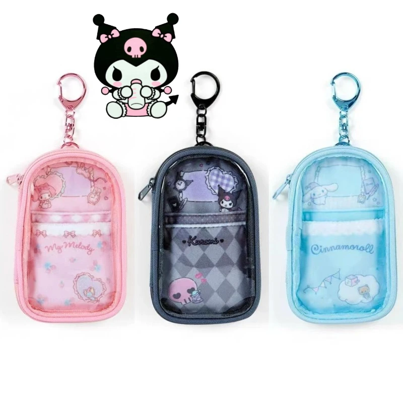 

Sanrio Kuromi прозрачная сумка для хранения на молнии брелок мультфильм портативный органайзер для наушников Cinnamoroll аниме прозрачная сумка для хранения