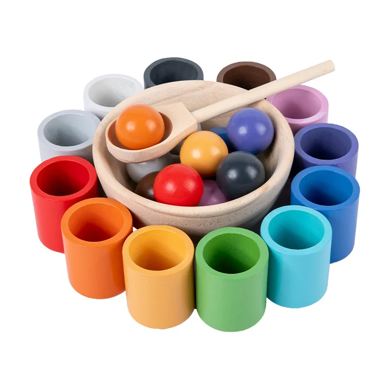 12 Colors Young CHILDREN\'S Early Education Puzzle Color Cognitive Classification Toys Montessori Baby Clip Ball Color Matching B