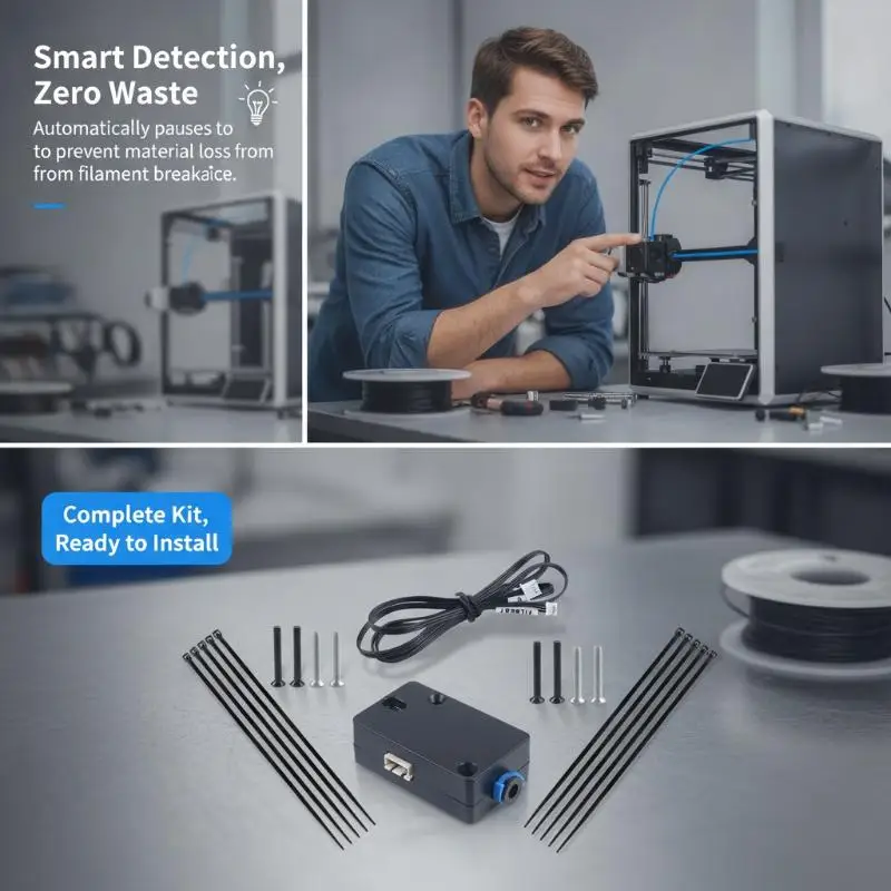 Filament Runout Sensor Kit Plug and Play Break Detector for Creality K1 3D Printer Extruder Quick Installation