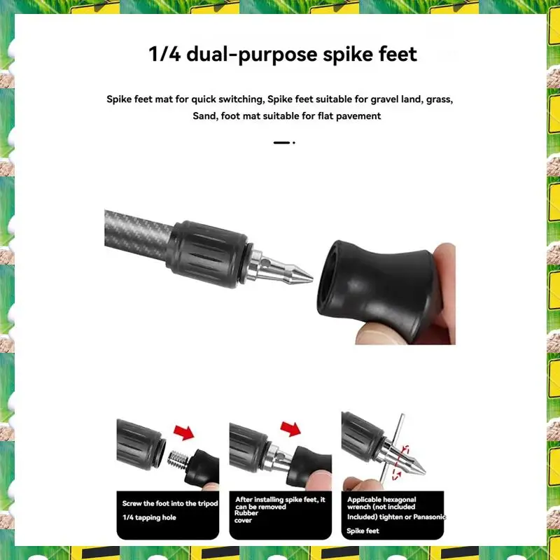 3C Electron 3Pcs Universal Tripod Foot Spikes Set 1/4 Inch Thread Stainless Steel Tripod Monopod Legs Feet Replacement Parts,3Pc