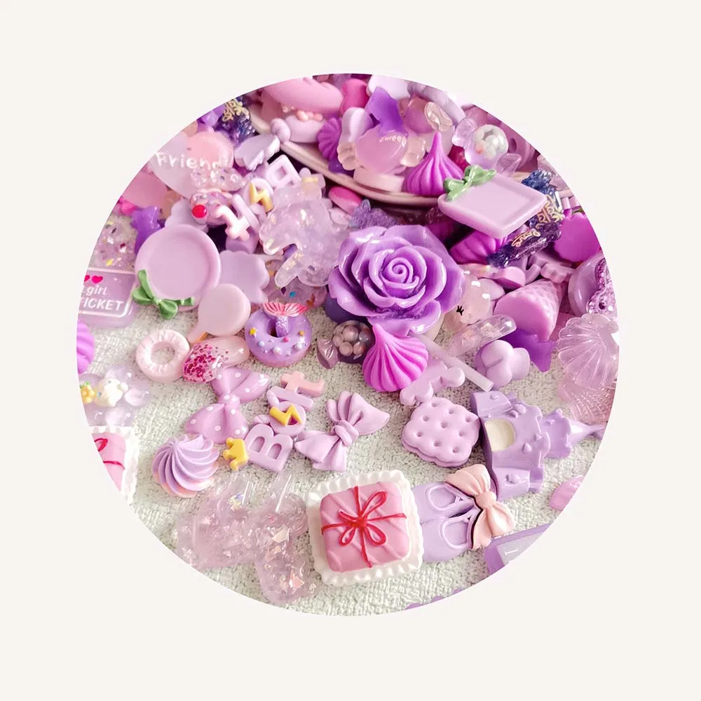 DIY jewelry mobile phone decoration craft bow accessories 1000 pieces mixed blue-green purple flat-back resin convex round view 5