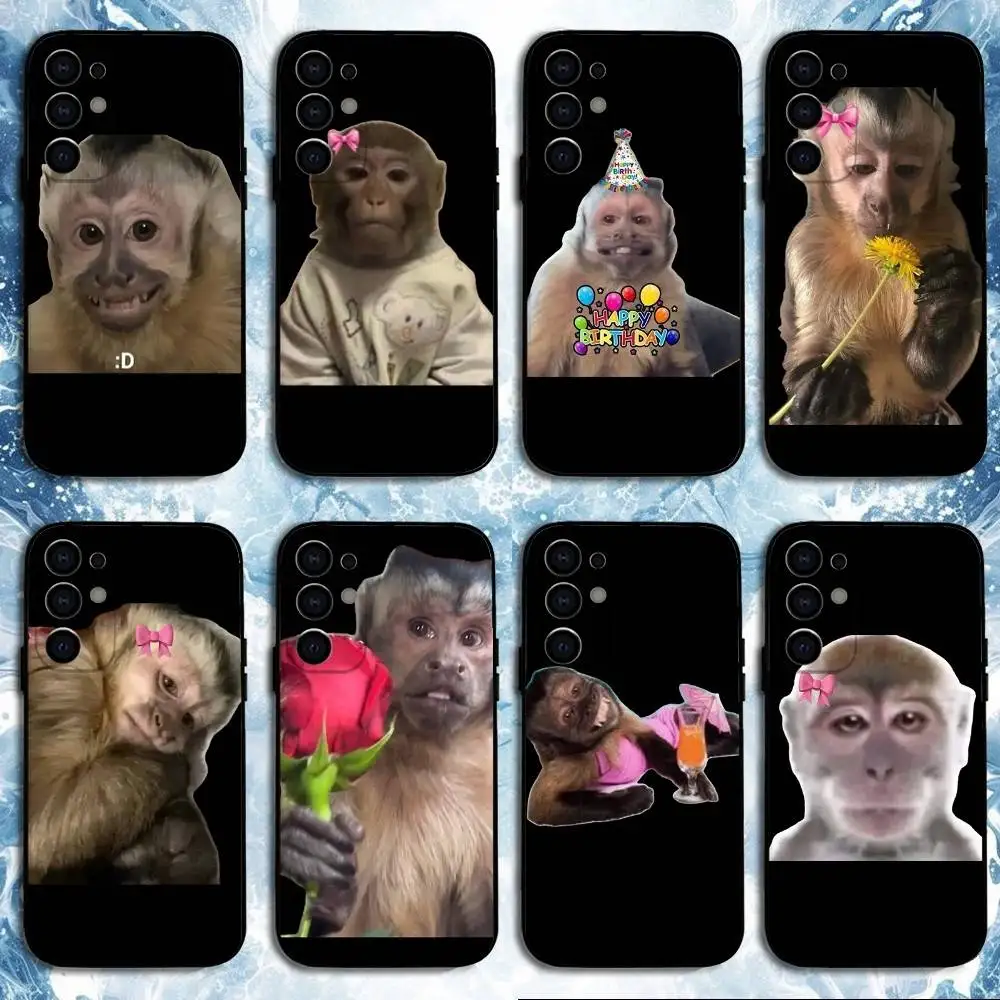 

Funny Cute Monkey Phone Case For Samsung S25,S24,S23,S22,S21,S20,Plus,Fe,Lite,Others Black Cover