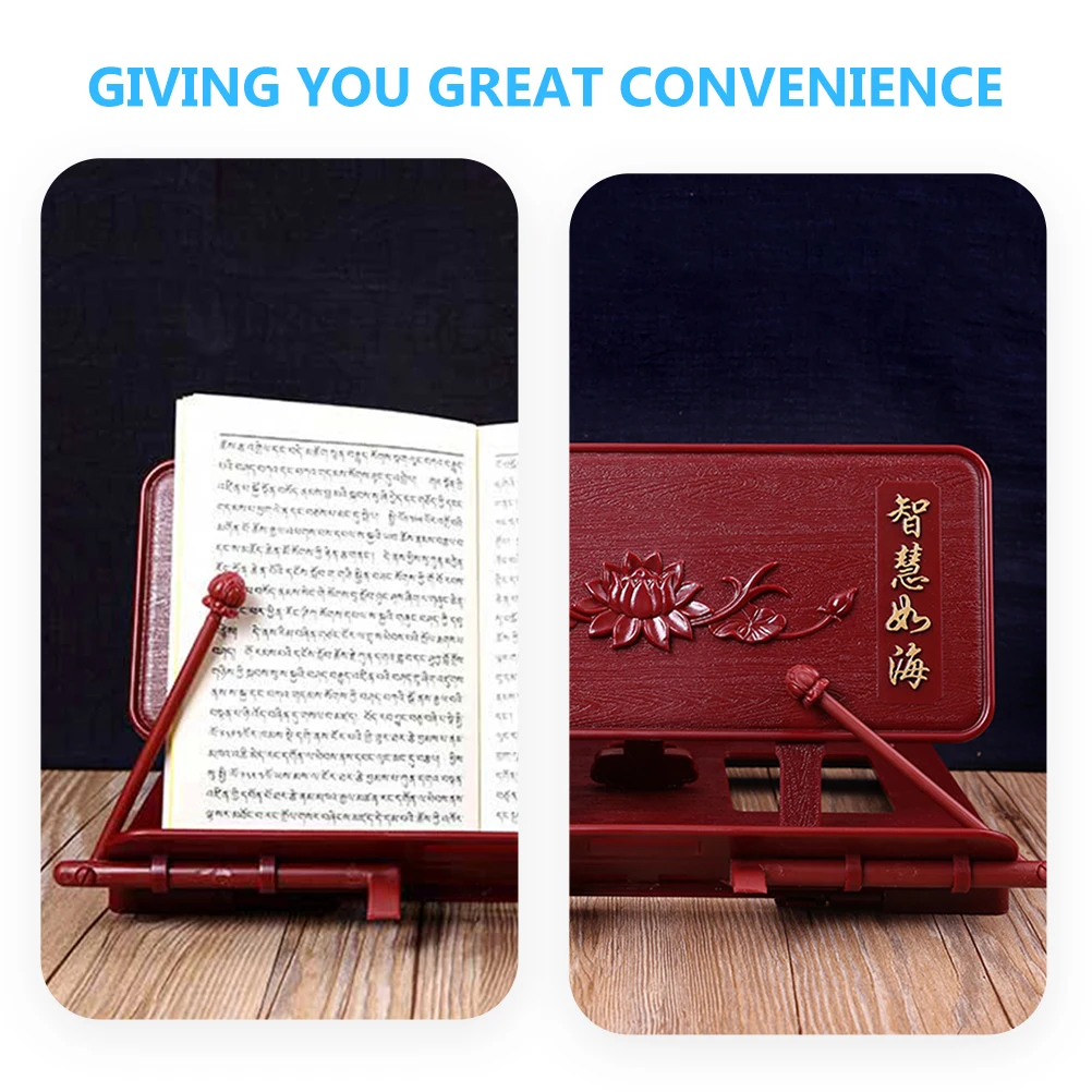 

Multifunctional Temple Chanting Book Stand Plastic Desktop Holder Sacred Classics Space-Saving Reading Rack Compact