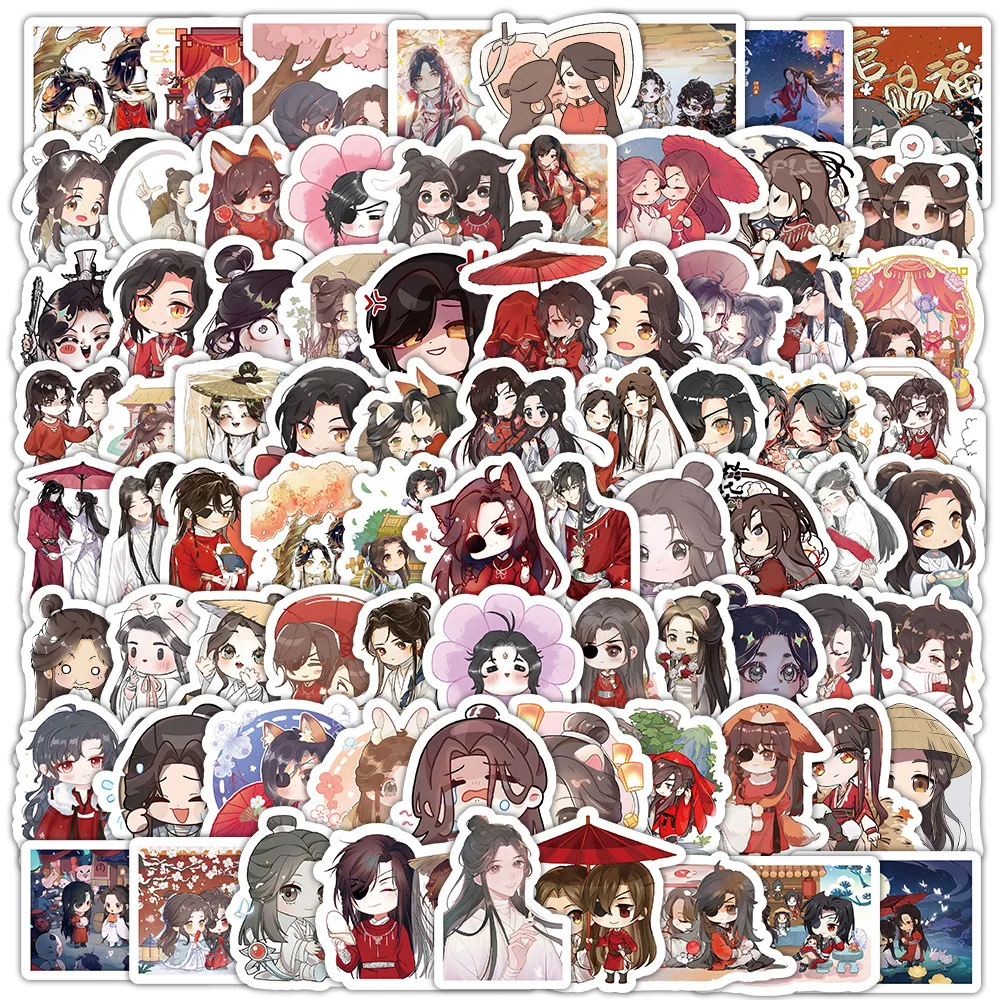 

100pcs Anime Latest Styles Tian Guan Ci Fu Cute Stickers Heaven Official’s Blessing Cosplay Sticker for Laptop Sealing Label