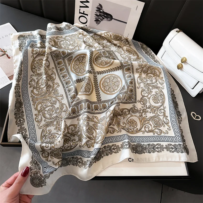 Luxury Temperament 70X70cm Square Scarf Silk Scarf Print Scarf Kerchief Popular Silk Scarves Bandanna Suit Scarf Tie Neck Bag