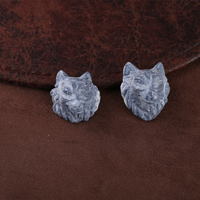 

B & F натуральный синий коралл ручной работы кулон с волком из бисера боковая дрель натуральный камень для изготовления ювелирных изделий бусины ручной работы