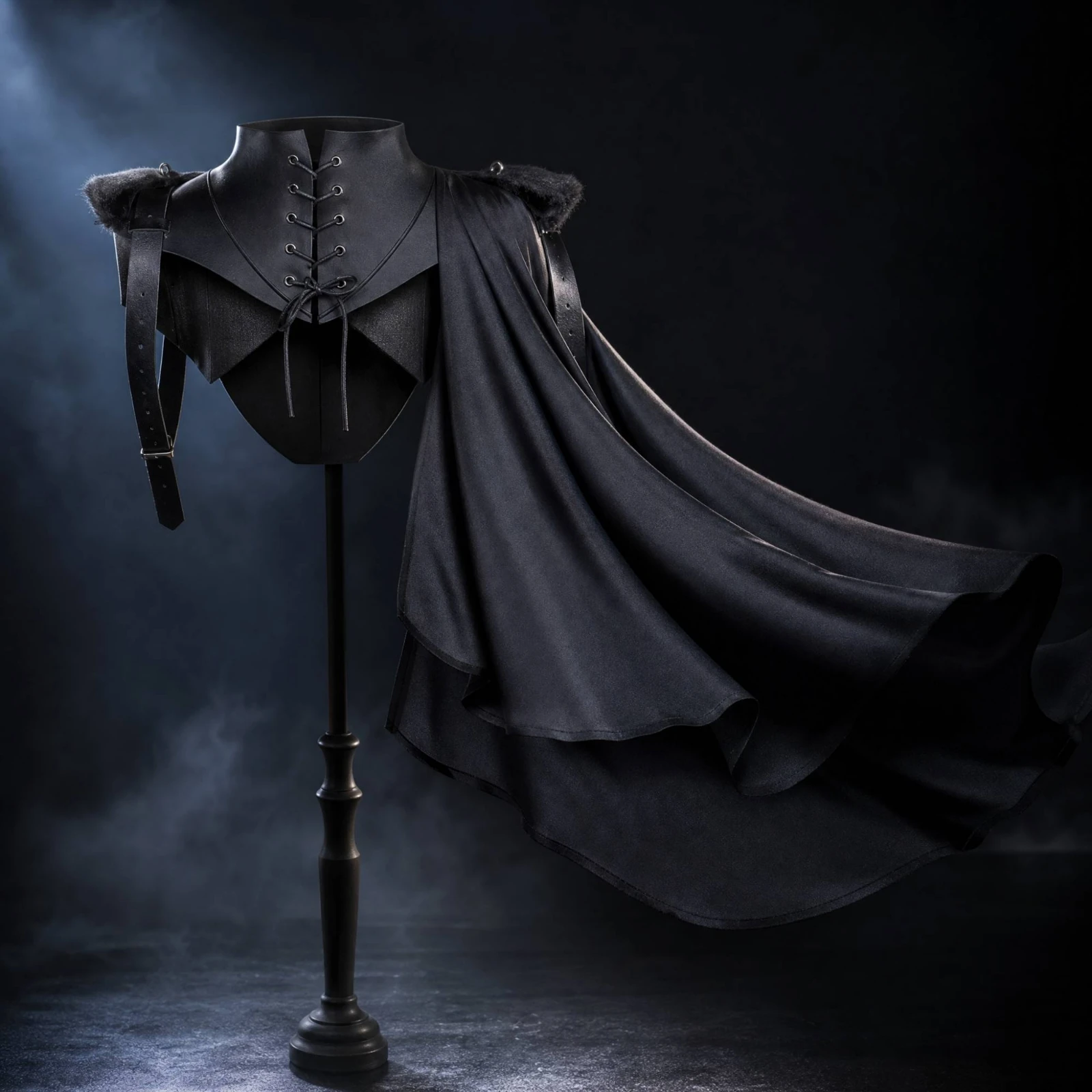 Gothic Cape with Shoulder Mantle Mysterious Medieval Cape with Stand Collar Costume Garment Aristocratic Comfortable
