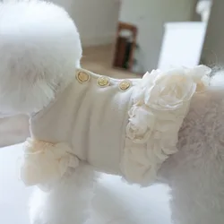 Pet Dog Flower Winter Three-dimensional Rose Cloth Coat Dog Coat Dog Lady Clothing Pet Clothing Teddy Clothing Puppy Clothes