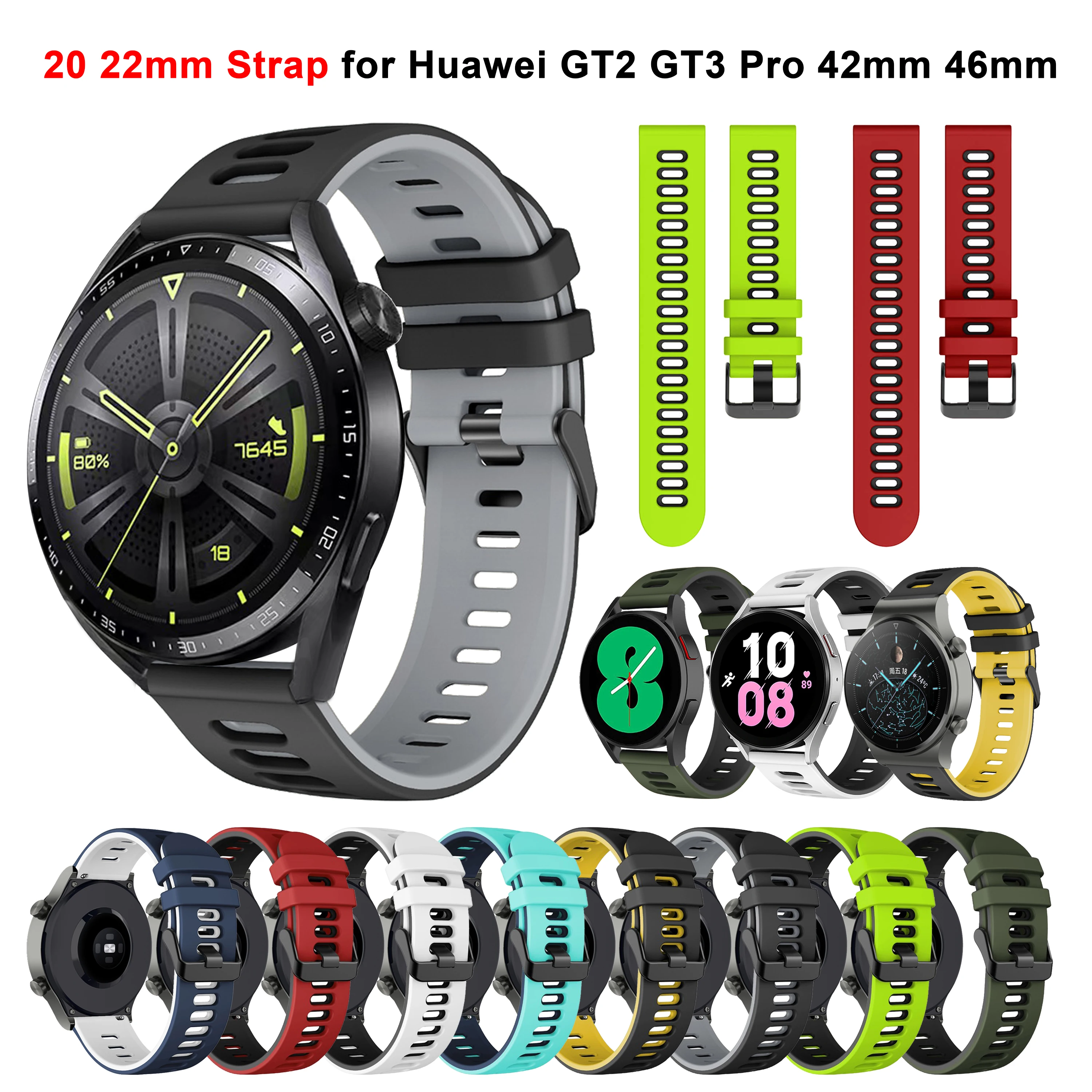 

20 22mm Smart watch band for Huawei gt gt2 gt3 42 46mm watchband Soft Silicone Strap for Amazfit GTS BIP U GTR 4 3 2 2e Bracelet