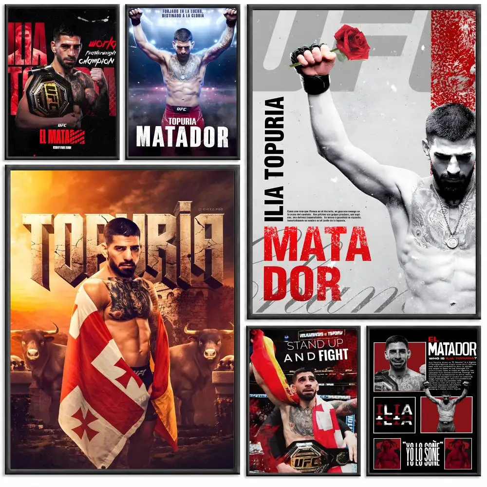 Mixed Martial Athletes I-Ilia TopuriaS Poster Modern PP Paper Wall Decorative for Cafe Office Bar Home Wall Decor Gift