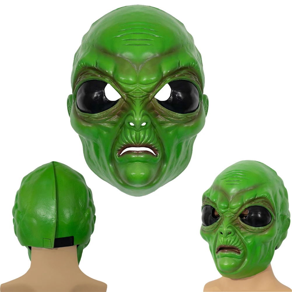 UFO Alien Cosplay Costume Accessoires pour Hommes, Équipement de Sauna Vert, Masque, Casque, Crâne, Horreur, Tenues de Scène, Accessoires, Homme