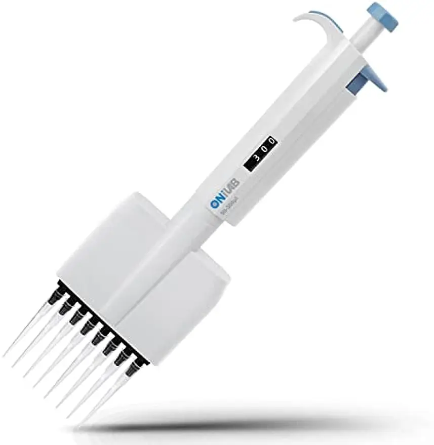 ONiLAB Lab Micropipette, Adjustable Volume 8-Channel Multichannel Pipettors, 50-300μl