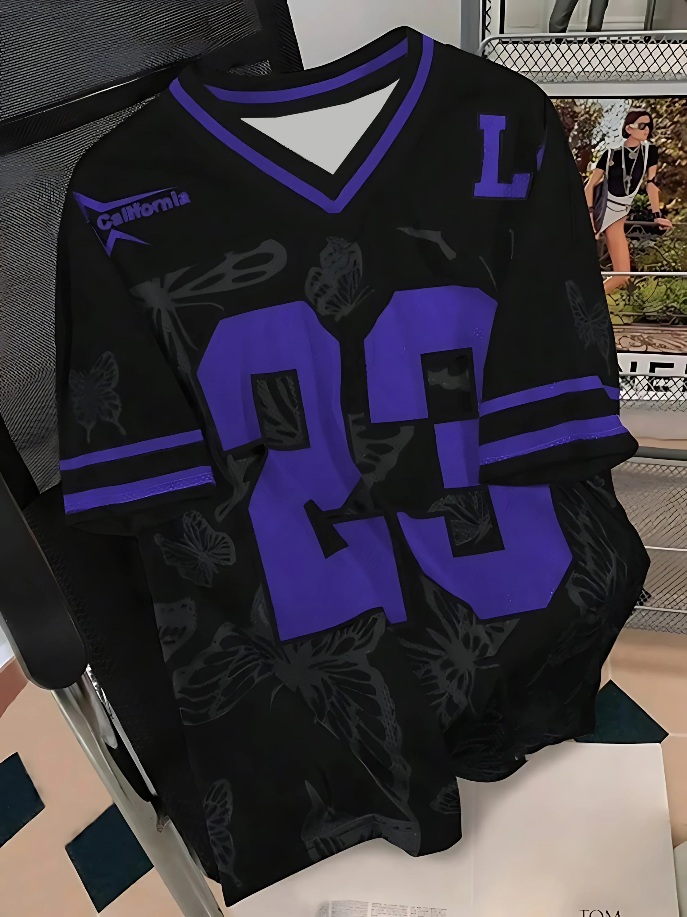 26 Sommermode, T-Shirt mit kurzen Ärmeln und schwarzem Schmetterlingsmuster, mit D-Print, lässig, sportlich, atmungsaktiv, Streetwear, Familienkleidung – Detail 14