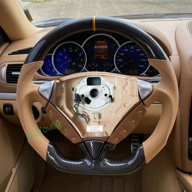 Dostosowana kierownica z włókno skórzane węglowego 100% do Porsche Cayenne Turbo GTS