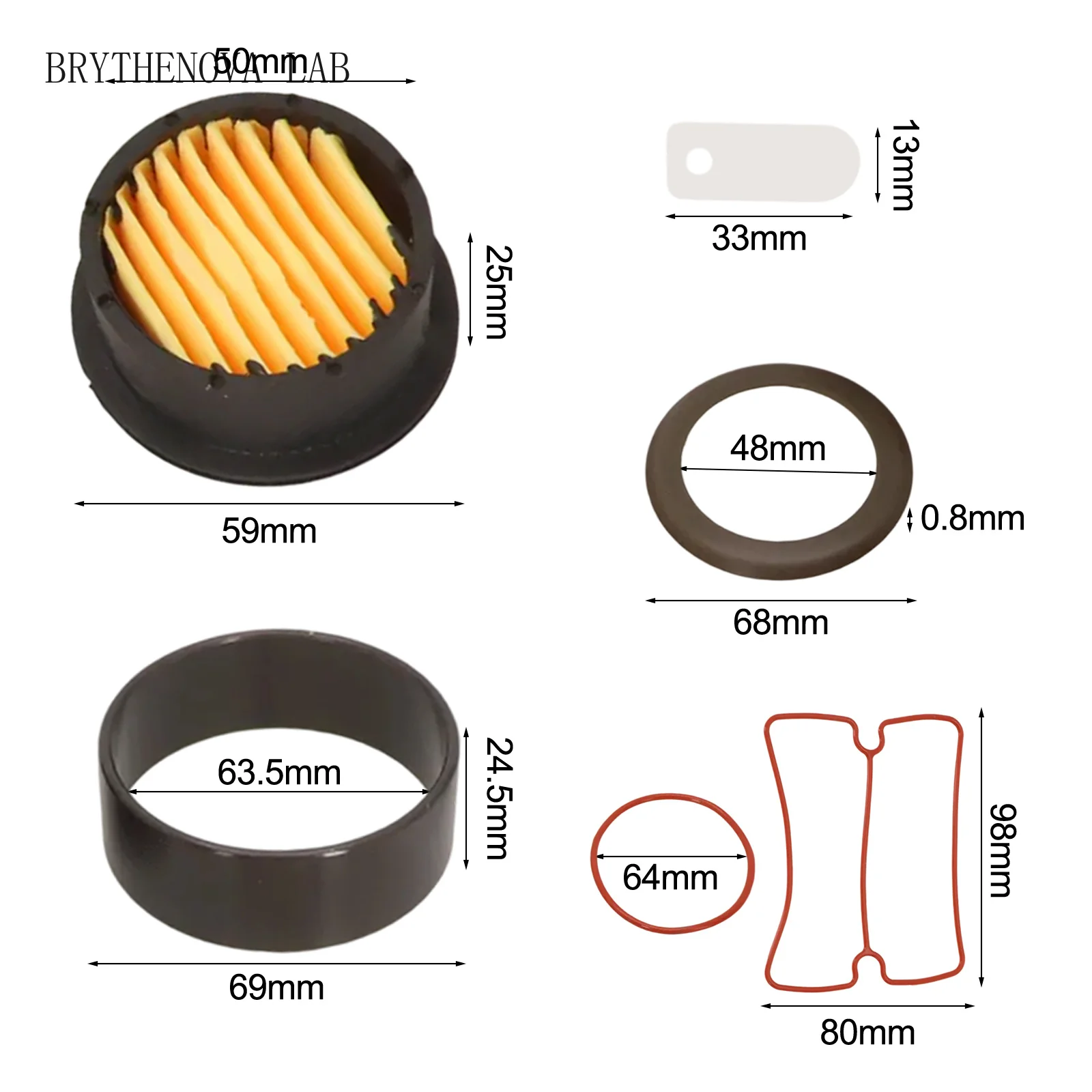 Air Compressor Repair Kit Oil-Free Cylinder Sleeve Piston-ring Gaskets Filter Kit for 550W/750W/1100W/1500W Pneumatic Parts
