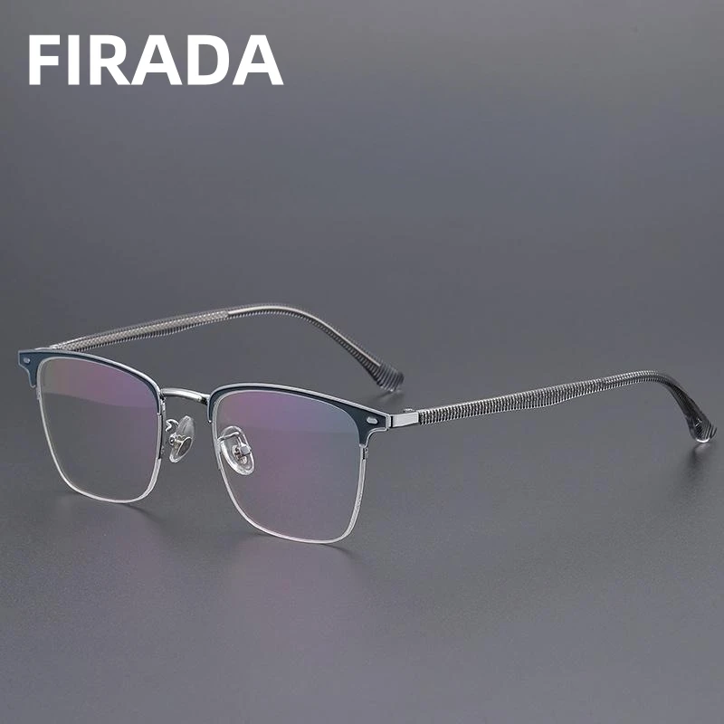 

FIRADA Fashion Luxury Glasses Retro Comfortable Half Frame Eyeglasses Optical Prescription Eyewear Frame For Men Women 1586-1-C