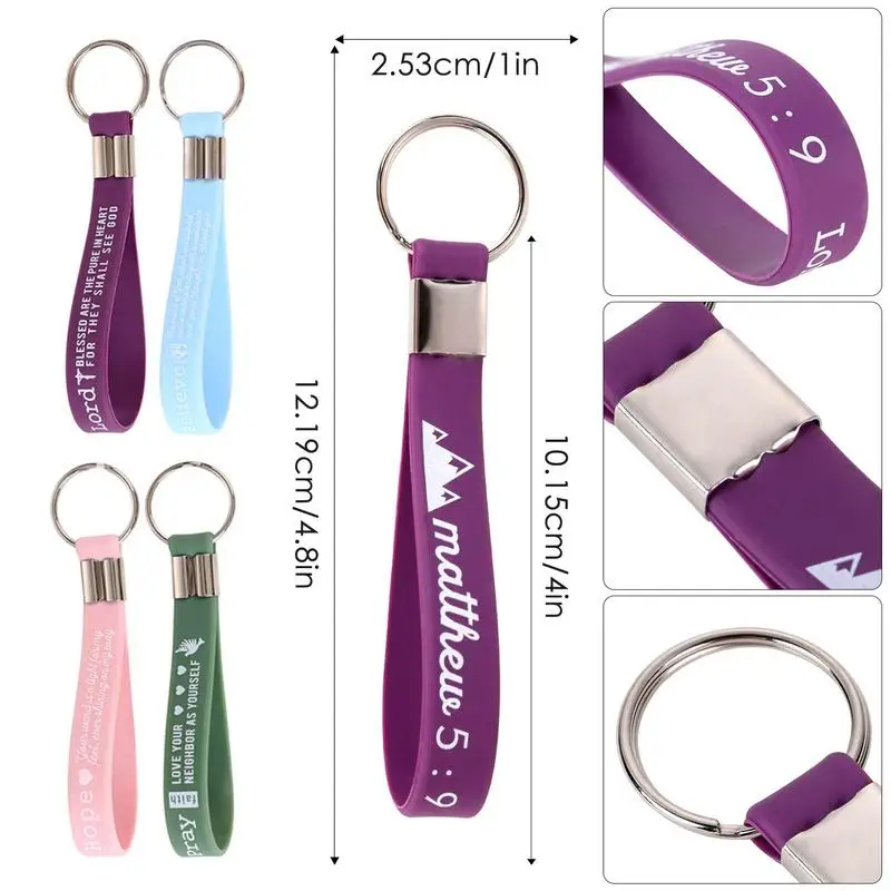 Christian Bible Keychains With Scripture Christian Religious Bible Keychains Silicone Keychains Verses Religious Key Chains