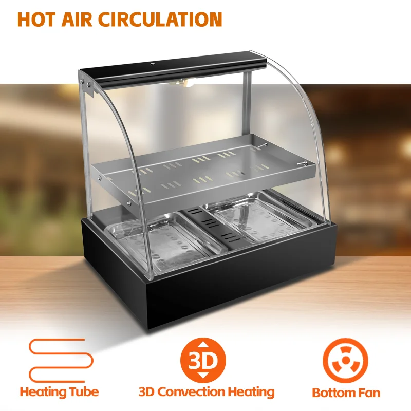 Commercial Curved Glass Insulated Display Cabinet High-quality Hot Food Display Cabinet