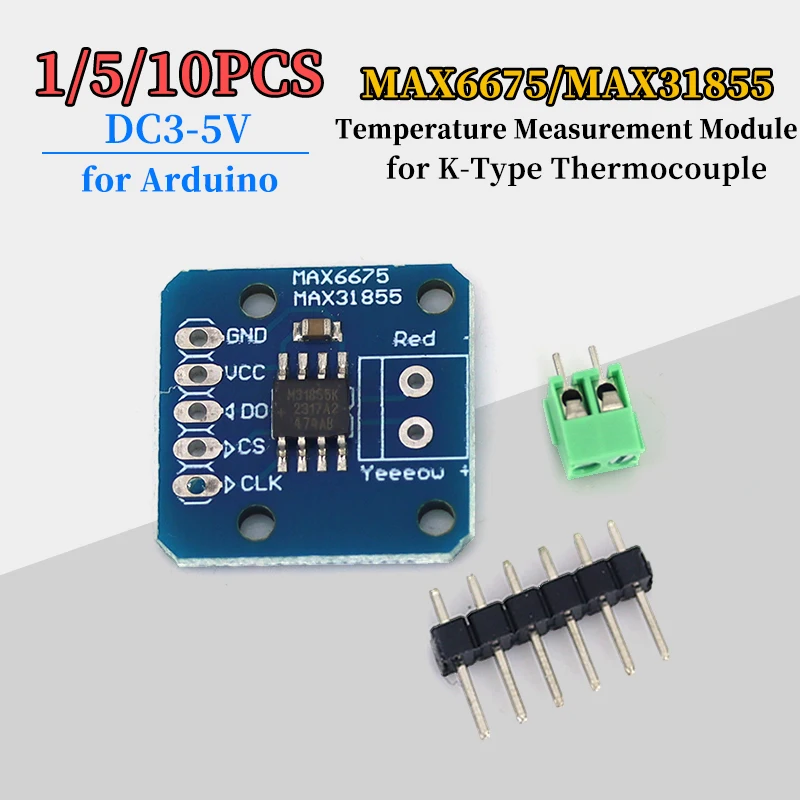 Módulo de medición de temperatura con termopar tipo K MAX31855 MAX6675 con interfaz SPI para Arduino, 1/5/10 unidades