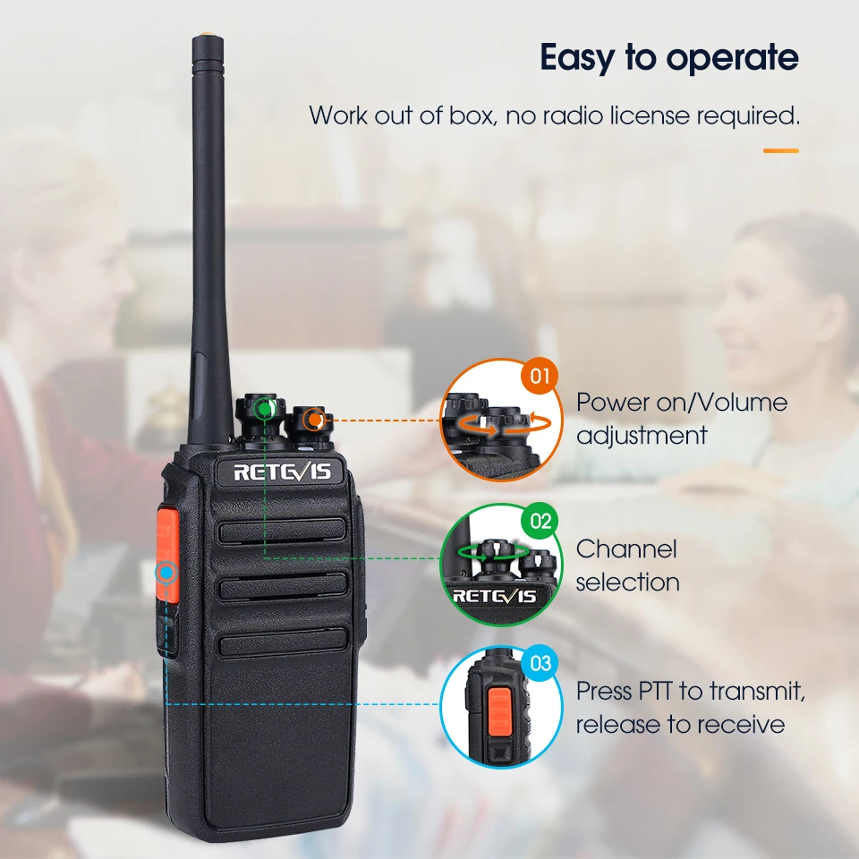 Walkie Talkie 2 Pcs Retevis RT24 PMR 446 Portable Two-way Radio Walkie-talkies Radio Communicator PTT for Hotel Hunting Factory