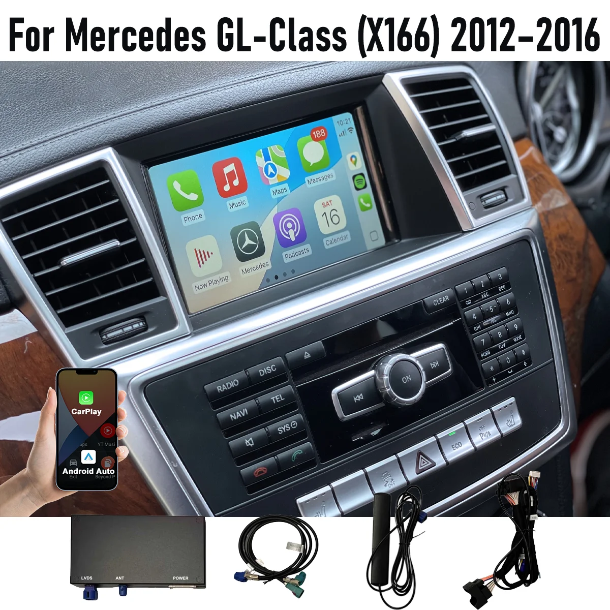 

Wireless CarPlay Android Auto For Mercedes GL-Class (X166) 2012–2016 NTG4.5/4.7 NTG5.0 with Mirror Link AirPlay Car Play
