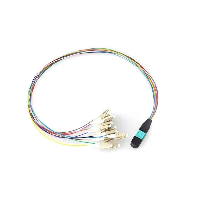 12C MPO-LC OM3 الألياف الطائر 30 سنتيمتر 6 / 8/ 12 / 24 النوى 0.9 مللي متر MPO/UPC أنثى ذكر نوع A B الألياف البصرية ضفيرة 0.3 متر FTTH ELINK