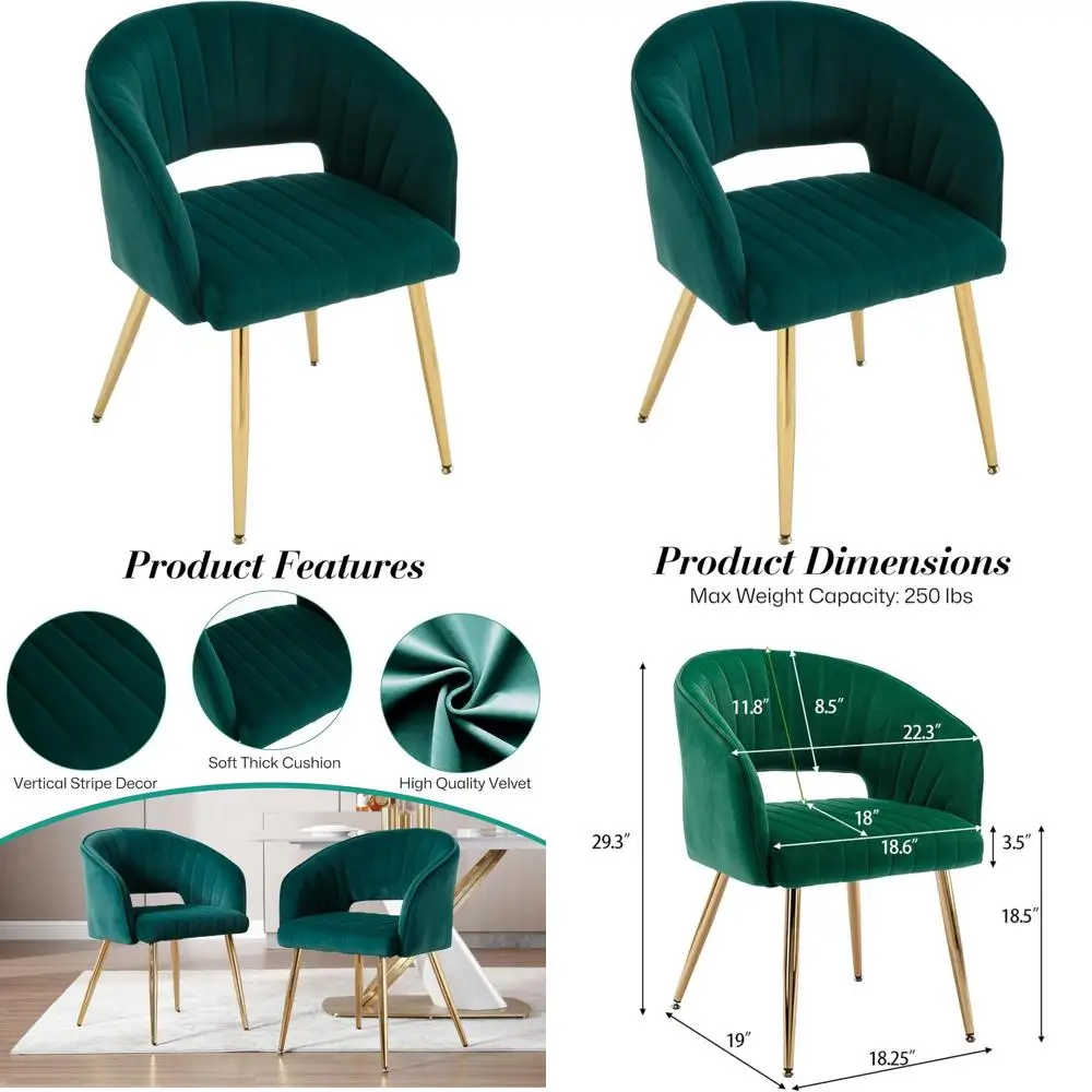 

Роскошное бархатное офисное кресло с открытой спинкой, обитое тканью сиденье на золотых ножках, плюшевое зеленое кресло для дома и офиса