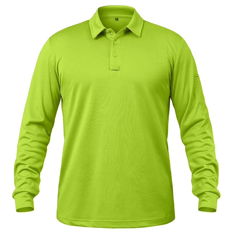 Lightweight Long Sleeve Polo Shirt Men Tactical Shirt with Pen Pocket Autumn Casual Outdoor Cycling Hiking Shirts USA/EU Size