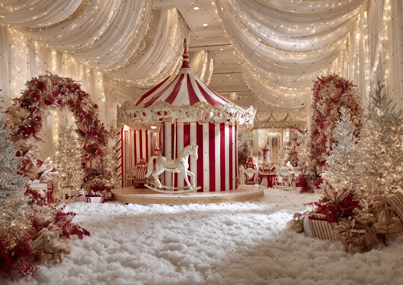 Red White Carousel Christmas B - огляд і ціна Photography Lighting White Background