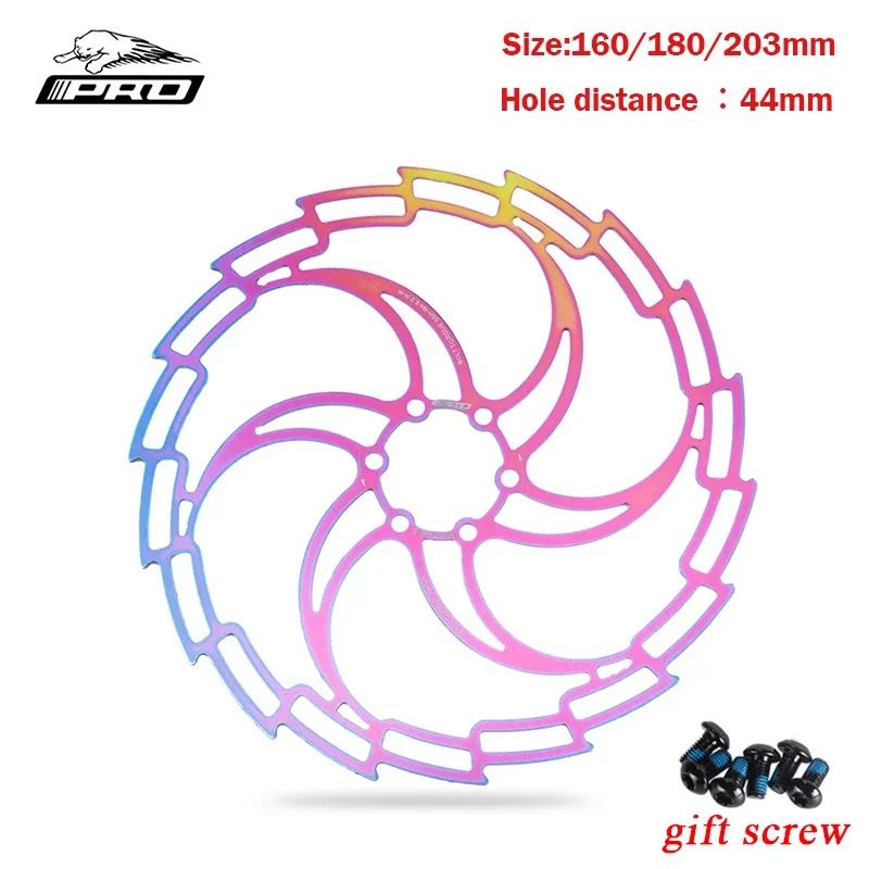 IIIPRO MTB Bicycle Oil Slick Stainless Steel Disc Brake Colorful 160/180/203mm Mountain Bike Hydraulic Brake 6 Bolts Discs Rotor