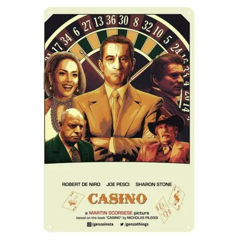 1p，Casino Rober De Niro Movie Metal Poster Tin Sign - 20x30cm Plate