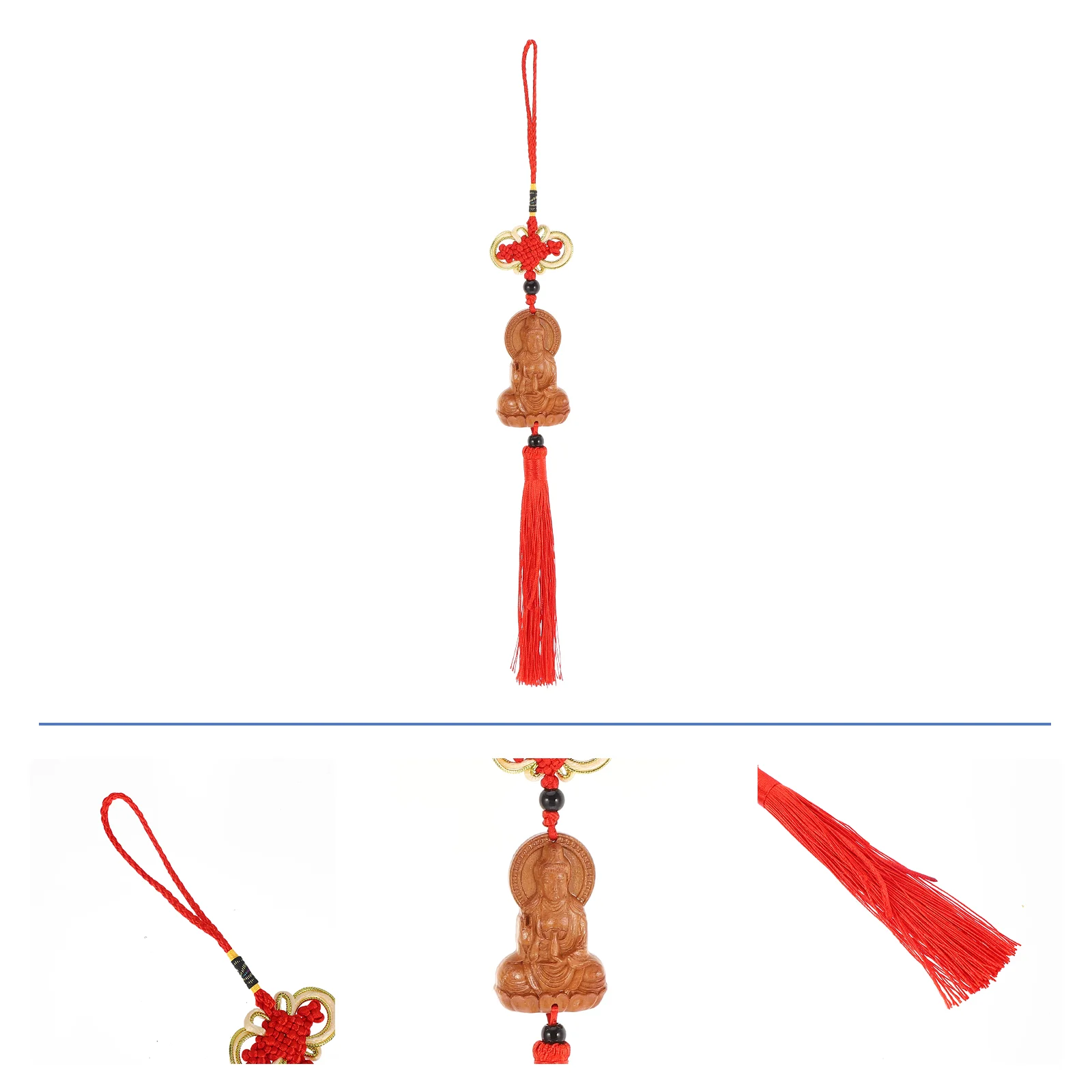 

Rear View Mirror Tassels Pendant Car Hanging Decoration Interior Buddha Blessing Statue for Automotive