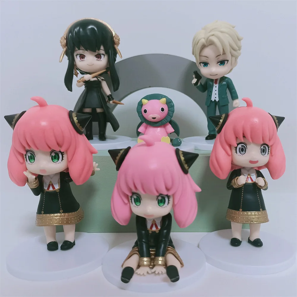 6Pcs Spy X Family Figure Anime Anya Forger Model Cute Doll PVC Loid Anua Anya Figurine Collection Ornament