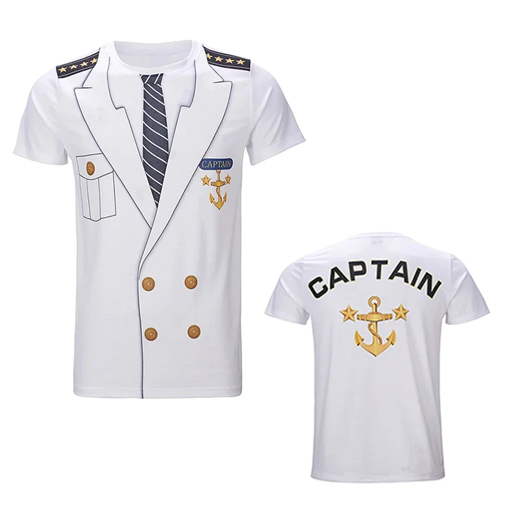 Navy Uniform Cosplay Funny T Shirt Men Sexy Women Captain Tee Shirt Uniform Tops