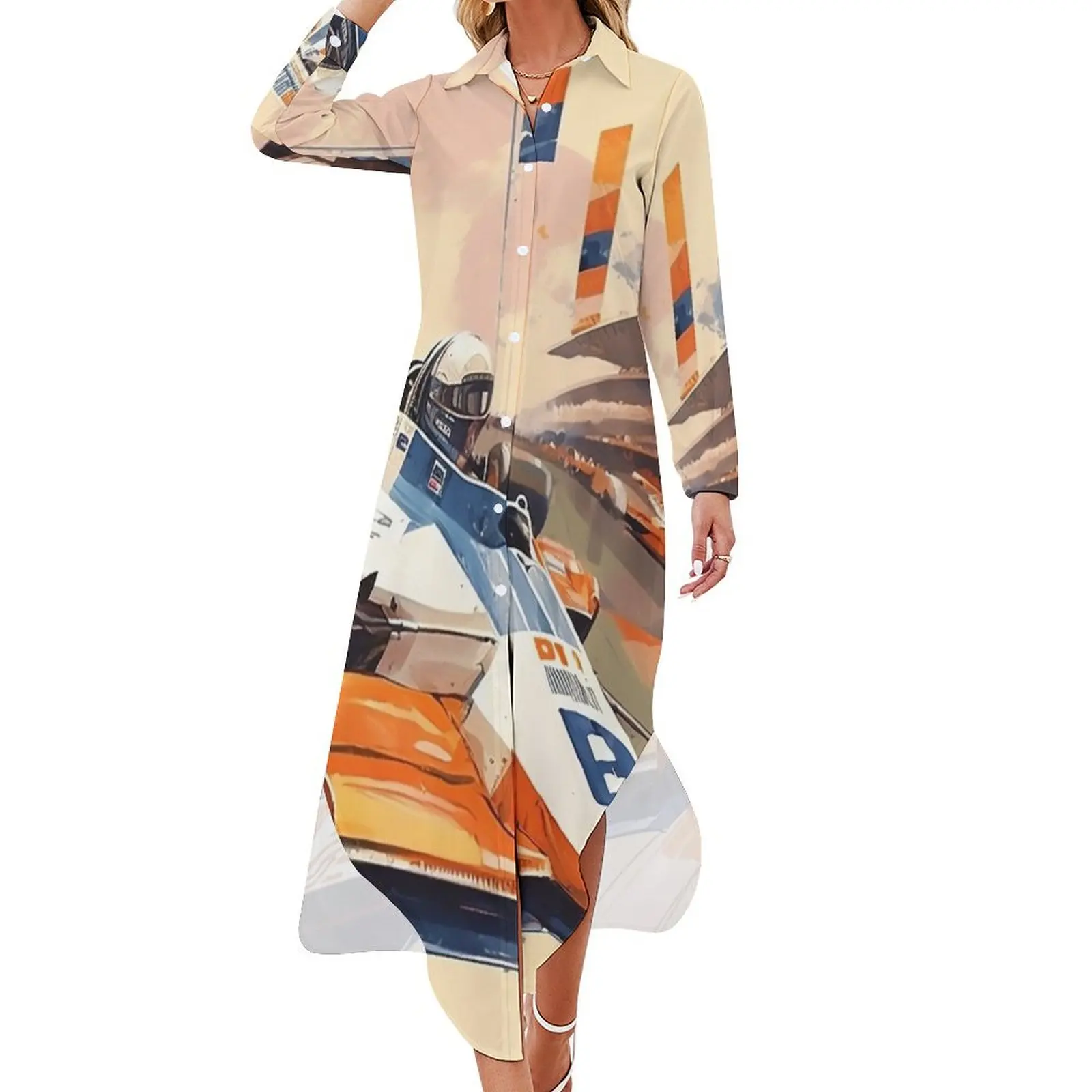 

Indy Retro Racer Long Sleeved Shirt Dress dresses for woman 2024 beach dress Dresses for wedding party