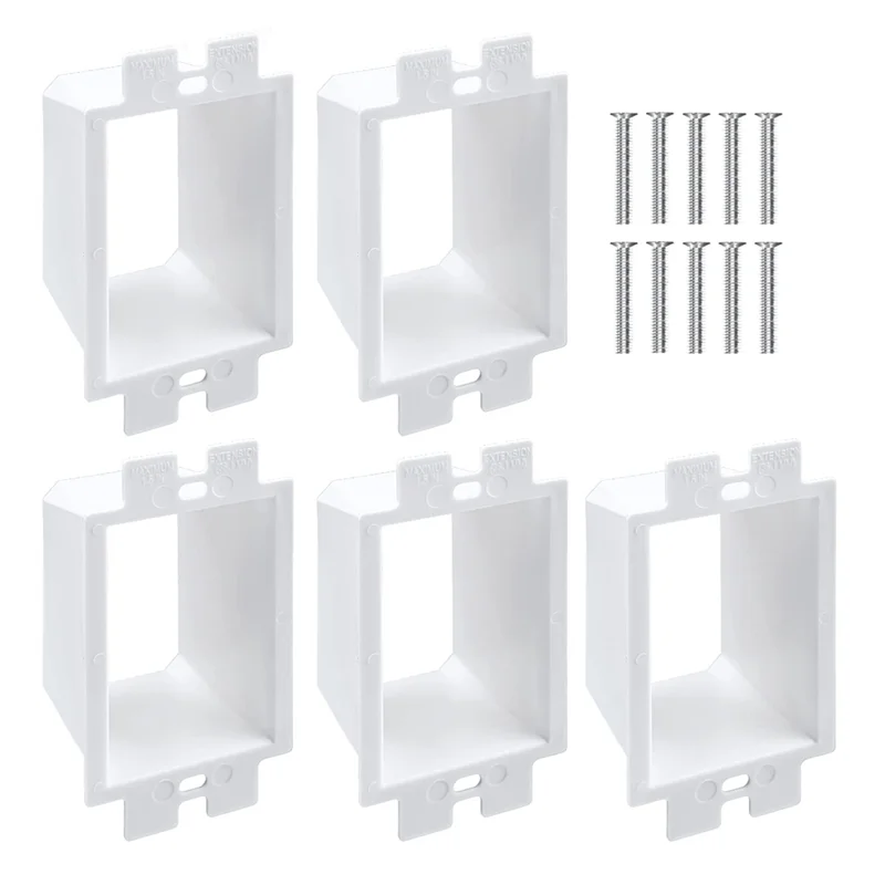 ABRU-5PCS BE1-2 Electrical Outlet Box Extenders With 10PCS Screws, 1-Gang Box Extender Electrical Box Extender White