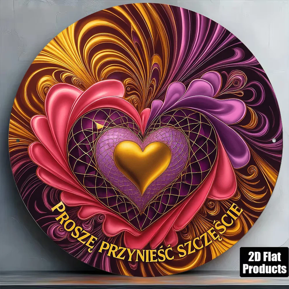 CIFBUY Vintage Romantic Heart Shaped Aluminum Wall Art Waterproof Durable Decor for Living Room Bedroom Cafe