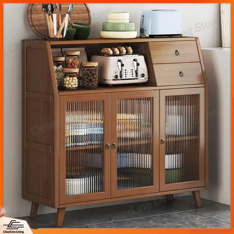 

Wine Cabinet for Living Room Kitchen Edge Storage Cabinet Multifunctional Tea Cabinet Clear Acrylic Glass Door Display Shelf