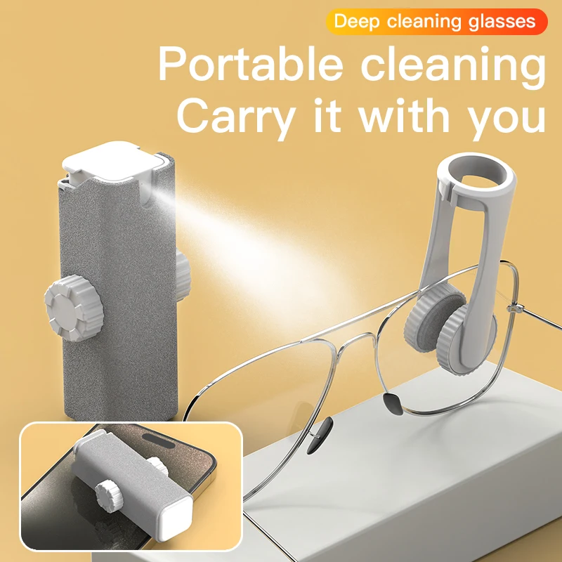 5-in-1 Portable Eyeglass Cleaning Set -Lens Cleaning Tool Kit Cleaning Cloth&Spray Bottle、Multi-functional Phone Screen Cleaner