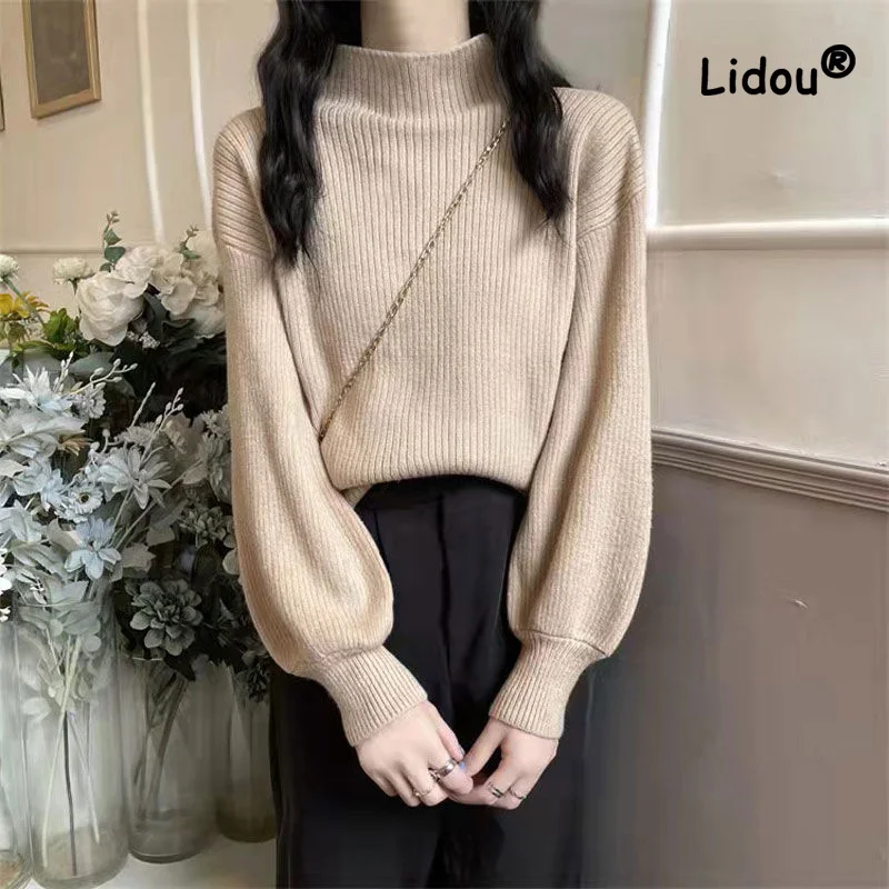 Casual Solid Color Inside Bottoming Shirt Women New Classic Long Sleeve Chic Turtleneck Korean All-match Lady Sweaters Top 2022