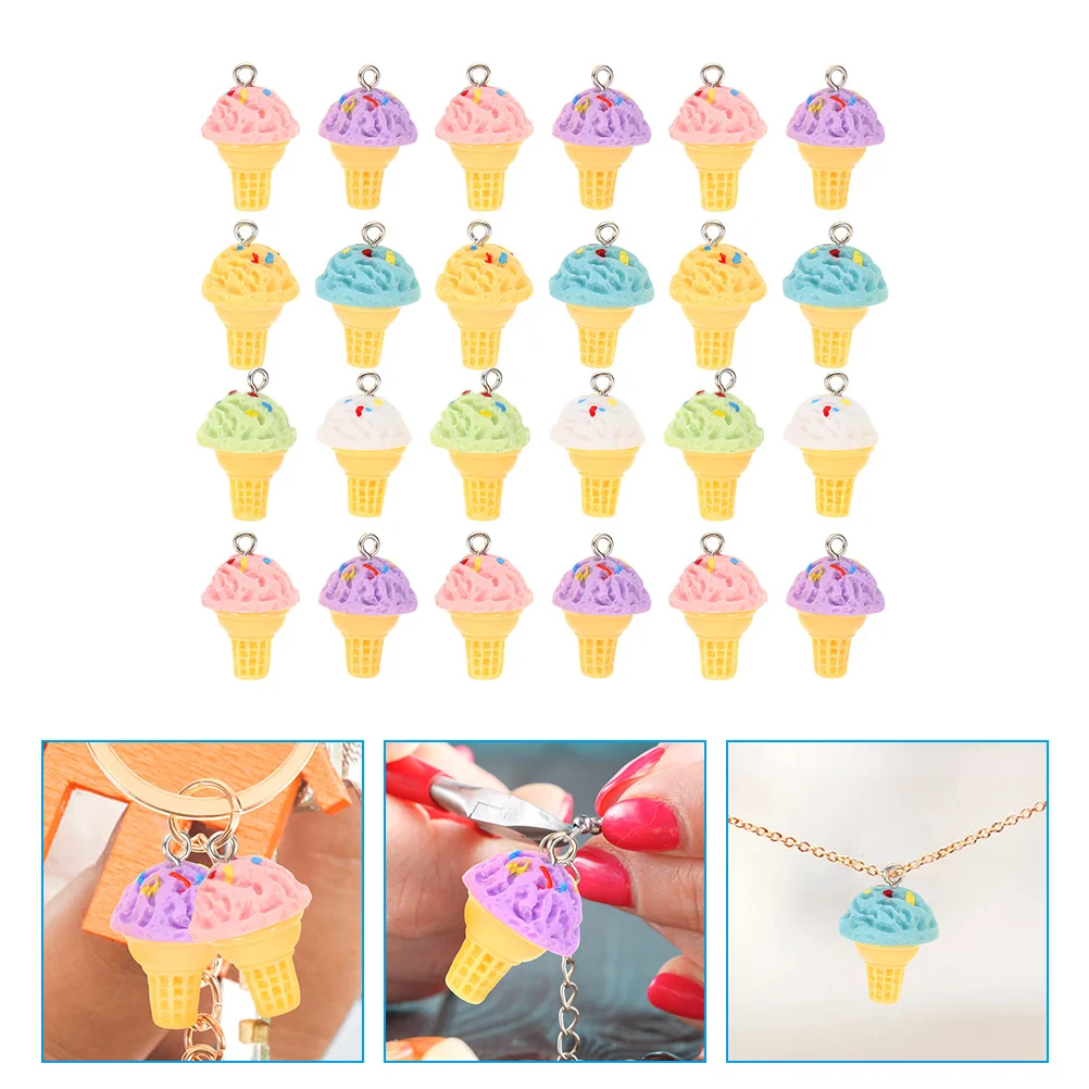 

24pcs Cream Charm Cute Resin Jewelry Making DIY Craft Keychain Necklace Jewelry Charms Earrings Food Charms Accessories