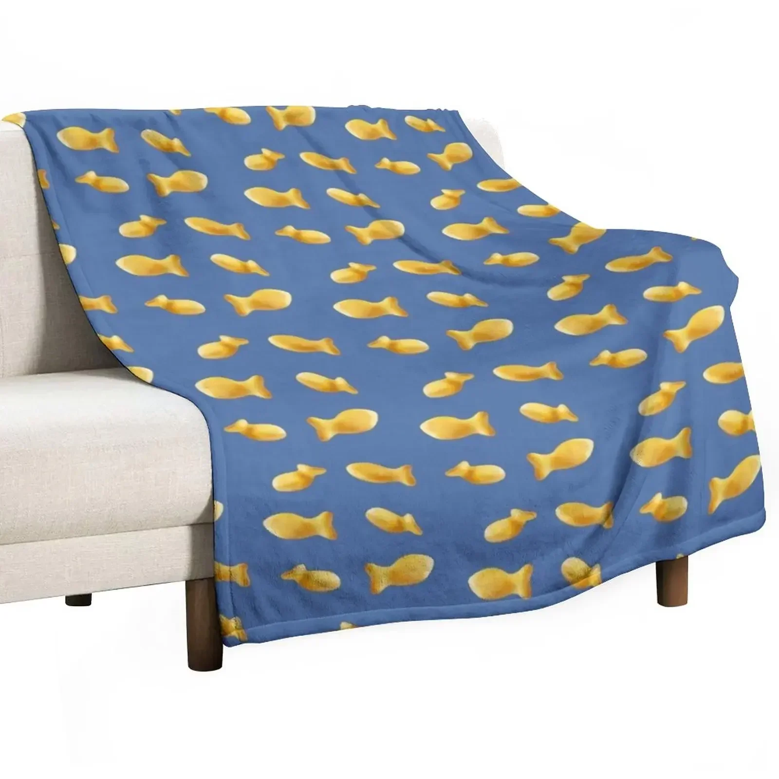 

Goldfish Cracker Biscuits Pack Throw Blanket Soft Plush Plaid Retros Soft Plaid Blankets